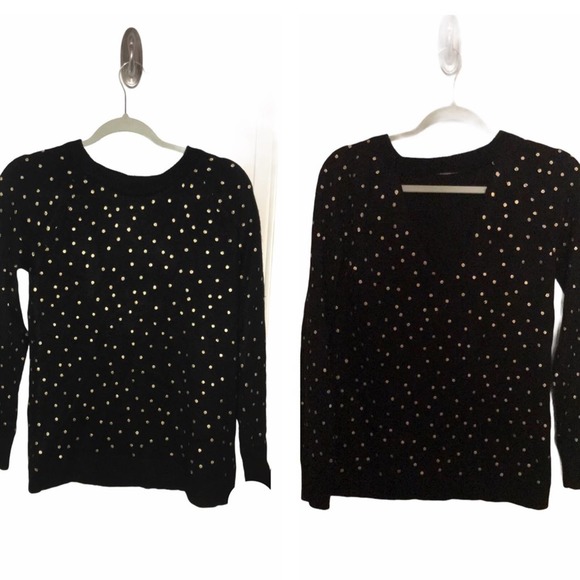 Loft black & gold polkadot sweater cutout small - Picture 1 of 9